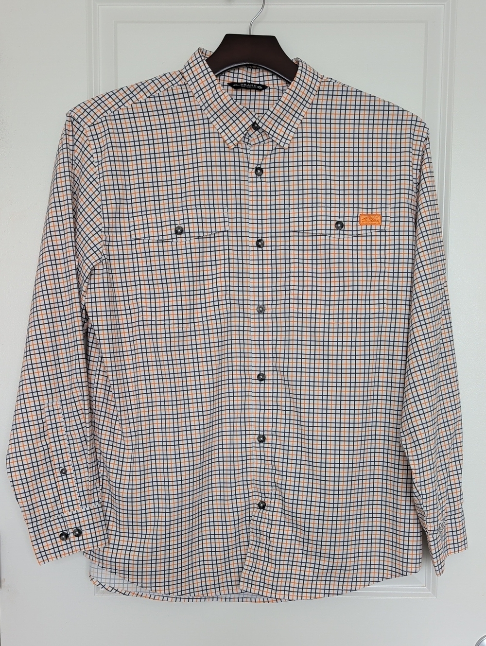 Drake Orange and Blue Checked Button-Down Shirt